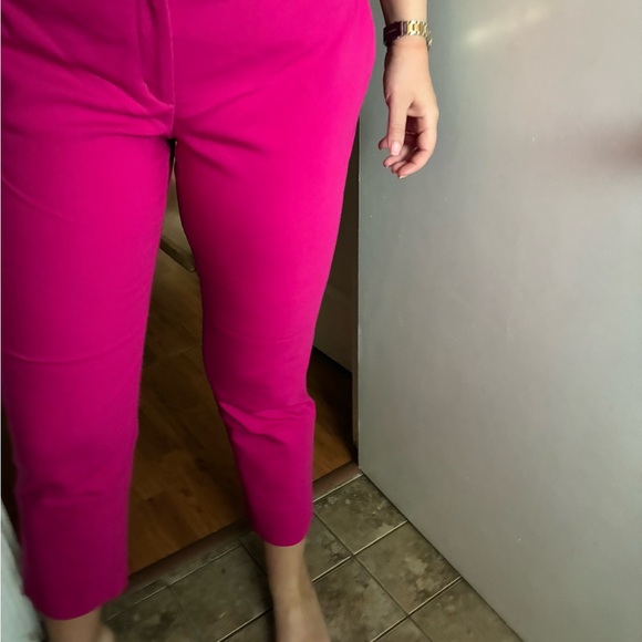 Express Vibrant Pink Cropped Editor Mid Rise Pants - Picture 3 of 4
